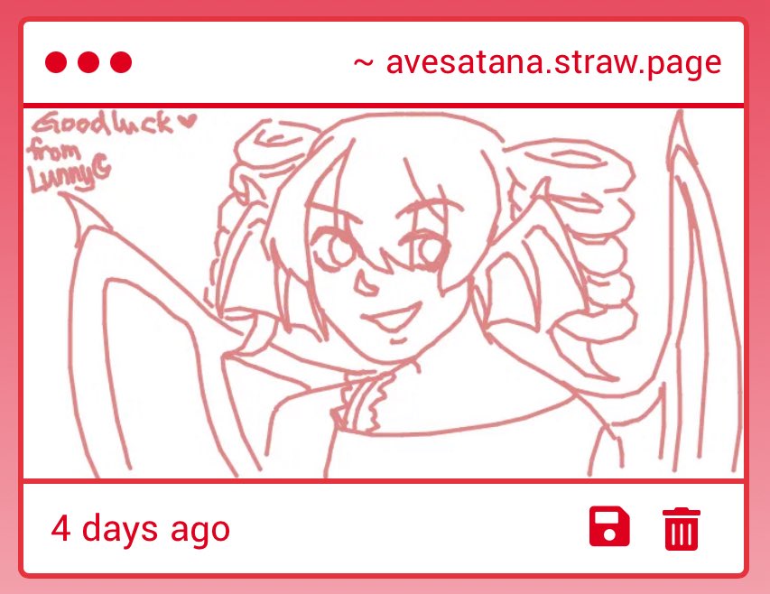 "Good luck ♡ from Lunny🌙" -> ♡!!! avesatana.straw.page