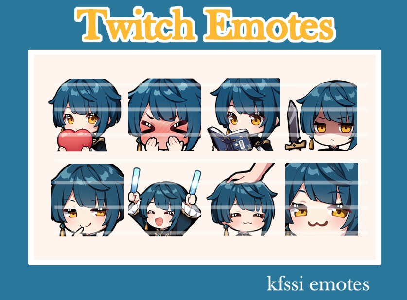 kfssi_art's tweet photo. 💙 Xingqiu Emotes 💙
Genshin Impact Twitch Emoji Set
 Available here: https://t.co/FrGIQB5M41 via @Etsy https://t.co/zhX4XEeLu2