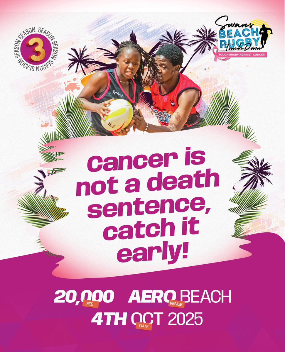 SwansSportsClub's tweet image. Did you know that  you can screen early,  catch it early and beat it early? Cancer is not a death sentence, catch it early.  Come to the #SwansBeachRugby and do the right thing for you. #CancerAwareness2025