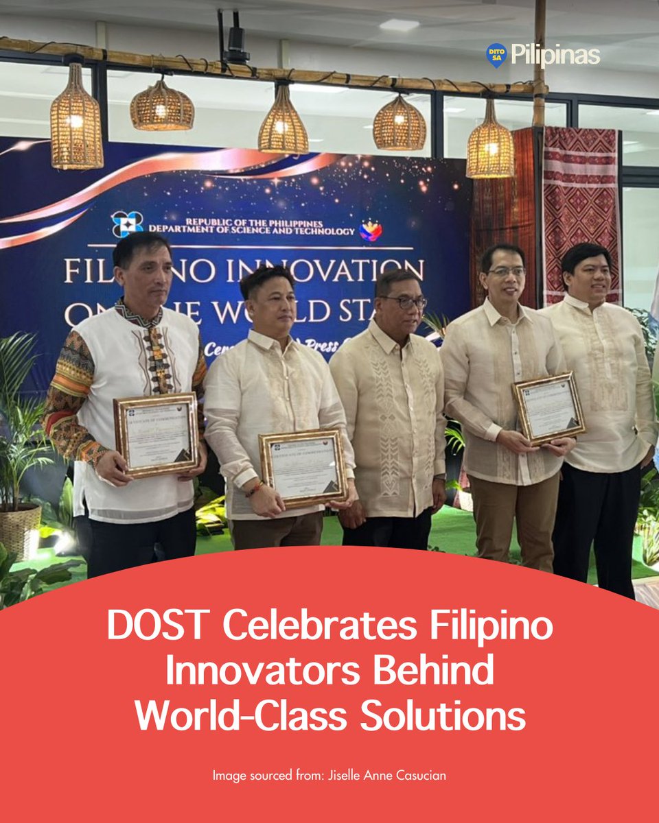 ditosapinas1's tweet image. DOST celebrates homegrown inventors whose world-class creations—from health supplements to eco-friendly technologies—are making a global impact.

READ MORE: ditosapilipinas.com/national/news/…

#FilipinoInnovation #PinoyPride #WorldClassSolutions #DOSTPH #DitoSaPilipinas