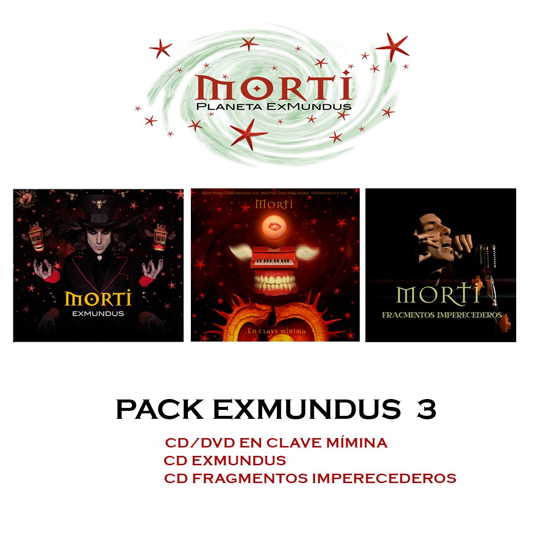 🎩Para los coleccionistas exmundian@s, inMunes, skizoofrénic@s, bushidistas, exmundinan@s y hombres, mujeres bala de todo ámbito y calibre hoy os ofrezco el PACK EXMUNDUS 3:
♦️CD ExMundus
♦️CD/DVD En Clave Mínima
♦️CD Fragmentos Imperecederos 

✉️ Resérva mortioficial@gmail.com
