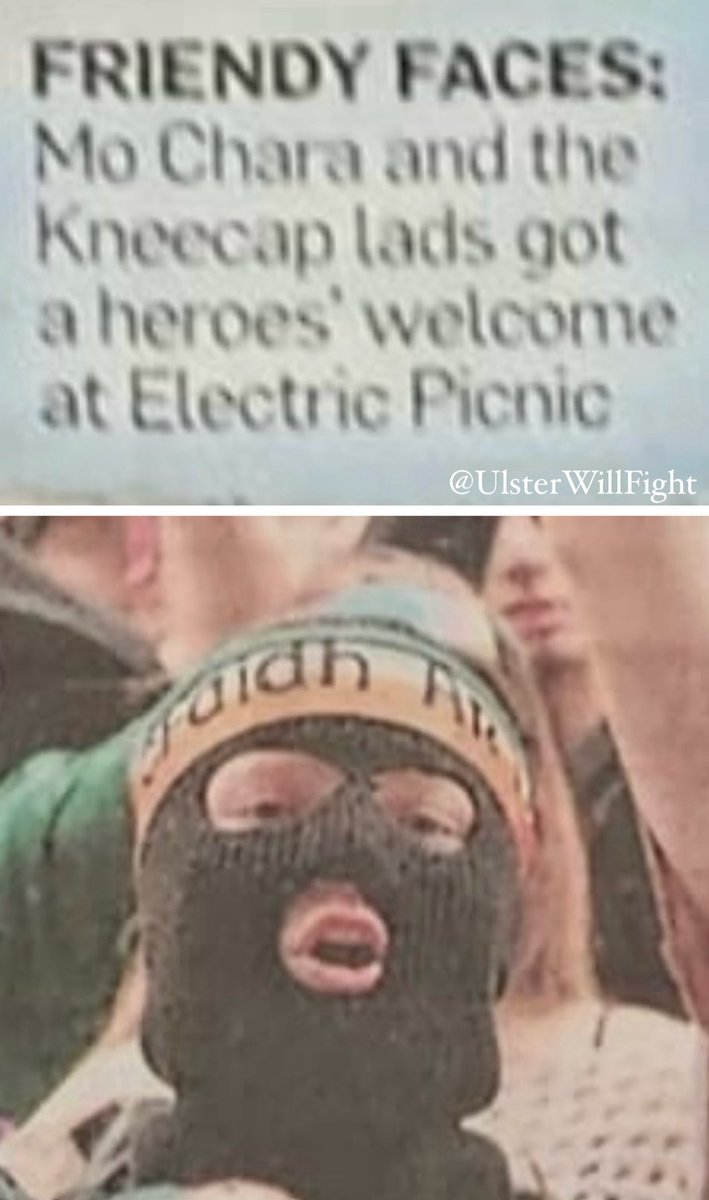 Aside from appalling Sunday World spelling, there are major concerns here! #kneecap are radicalising impressionable kids with their foul mouthed rants and ideology. The images emerging of children wearing IRA style balaclavas at #ElectricPicnic are horrifying!  #RememberNova