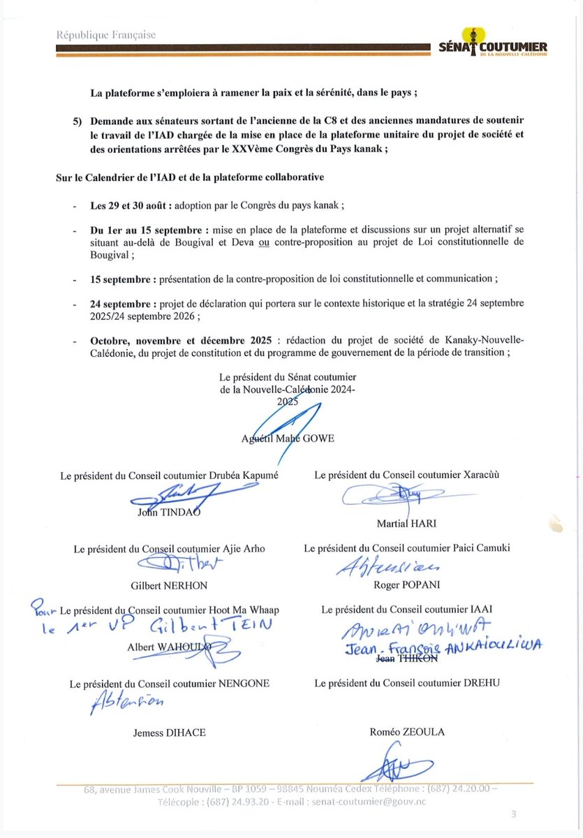 📣 25ᵉ Congrès du Pays Kanak (29-30 août 2025)
➡️ Allez au delà du Projet d'accord Bougival 
➡️ Poursuite des négociations dans le cadre de l’Accord de Nouméa
➡️ Mise en place d’une plateforme collaborative (IAD)
✊ Unité &amp; mobilisation pour l’avenir de #KanakyNC
