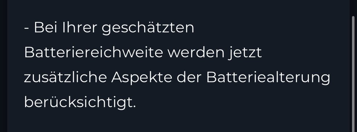 Ich denke, dieses Detail im neuen Update wird bei der Bewertung der aktuellen Reichweite vllt den einen oder anderen überraschen? 😮 

Update 2025.32
Ich selber habe das Update noch nicht. Bin vermutlich in der letzten Tranche drin.

<a href="/Tesla/">Tesla</a> #tesla