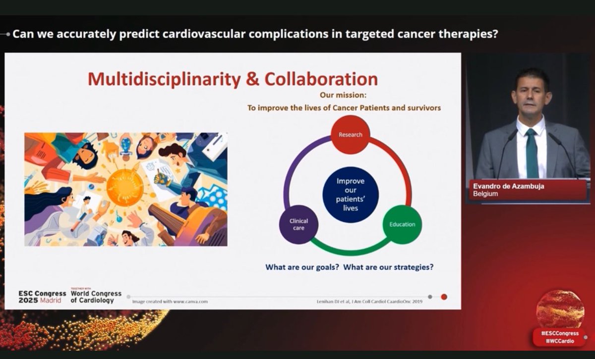 Novi Yanti Sari (@slumberbell) on Twitter photo Can we predict cardiovascular complications in targeted cancer therapy?🫀
Prof <a href="/E_de_Azambuja/">Evandro de Azambuja, MD, PhD</a> shares some of the clinical pearls at the #ESCCongress joint session with <a href="/myESMO/">ESMO - Eur. Oncology</a>:
📍Baseline CV risk assessment is essential
📍Different patients & treatments = different CV risk Can we predict cardiovascular complications in targeted cancer therapy?🫀
Prof <a href="/E_de_Azambuja/">Evandro de Azambuja, MD, PhD</a> shares some of the clinical pearls at the #ESCCongress joint session with <a href="/myESMO/">ESMO - Eur. Oncology</a>:
📍Baseline CV risk assessment is essential
📍Different patients & treatments = different CV risk