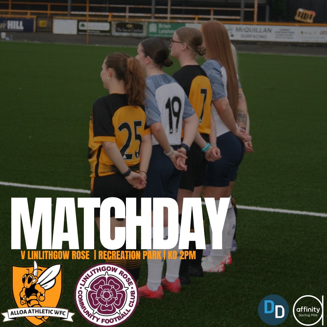 ⚽️ MATCHDAY ⚽️

🆚 <a href="/lrcfc_women/">Linlithgow Rose CFC Ladies</a> 
🕒 2PM KO
📍 Recreation Park, Alloa

Get down and support the team! 

🐝 Mon’ the Wasps!
