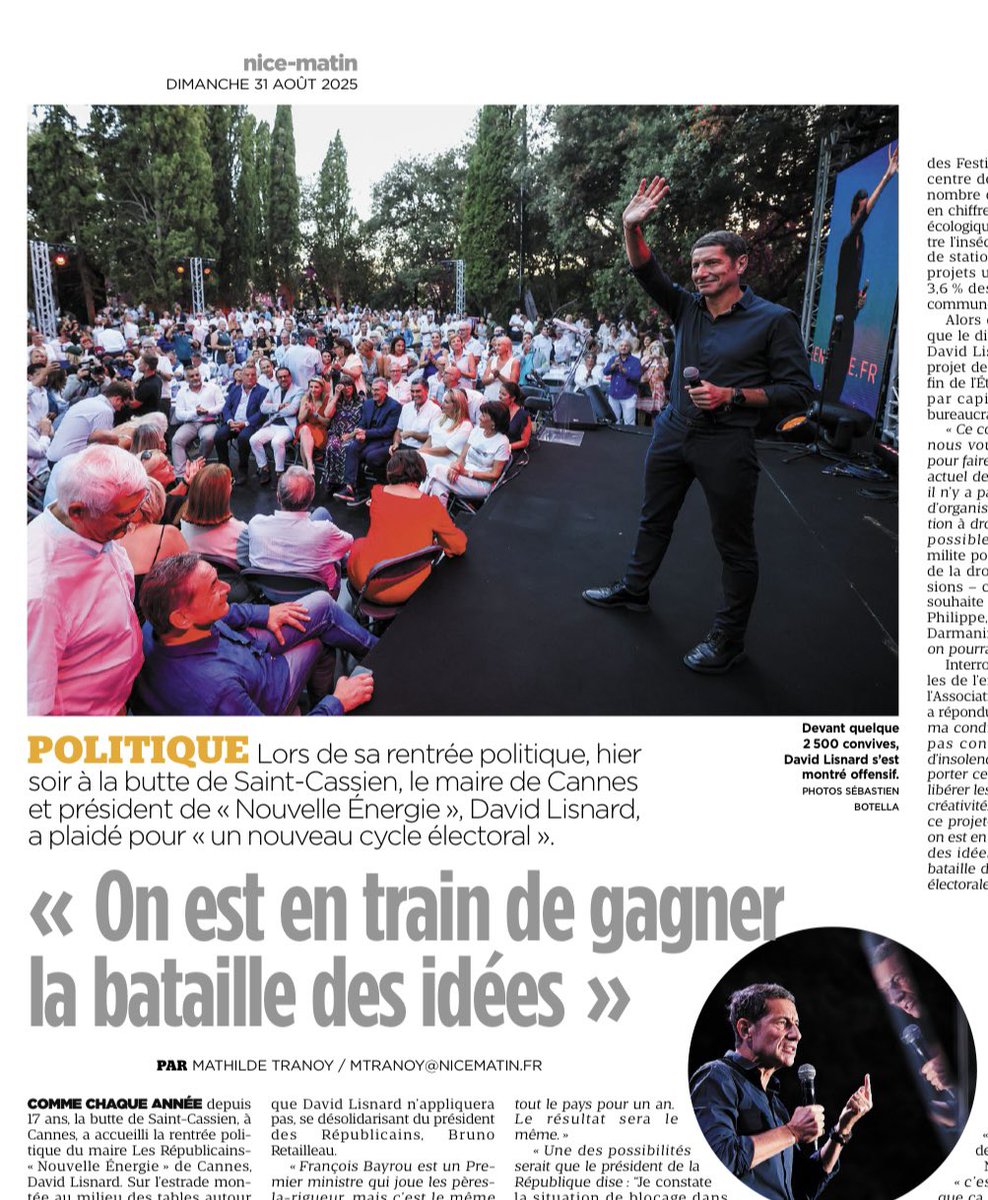 Philippe Méresse (@philoulyon) on Twitter photo « On est en train de gagner la bataille des idées. »
<a href="/Nice_Matin/">Nice-Matin</a> pointe un élément fondamental du discours de <a href="/davidlisnard/">David Lisnard</a> lors de sa rentrée politique.
Les IDÉES, ça devrait être le cœur et quand certains les reprennent, c’est bon signe !
David Lisnard a la vision 👏 « On est en train de gagner la bataille des idées. »
<a href="/Nice_Matin/">Nice-Matin</a> pointe un élément fondamental du discours de <a href="/davidlisnard/">David Lisnard</a> lors de sa rentrée politique.
Les IDÉES, ça devrait être le cœur et quand certains les reprennent, c’est bon signe !
David Lisnard a la vision 👏