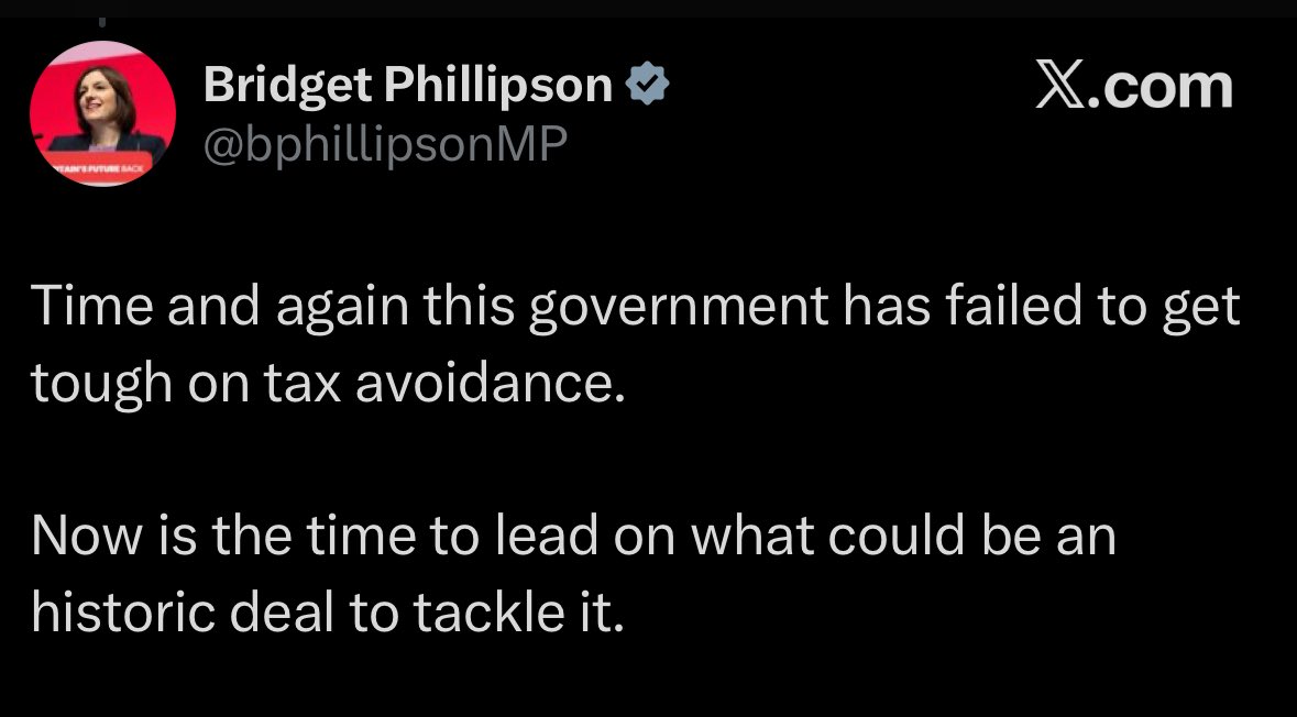 Chris Rose (@archrose90) on Twitter photo The Education Secretary, <a href="/bphillipsonMP/">Bridget Phillipson</a>, has defended Angela Rayner who’s accused tax dodging by saying:
'She's entitled to spend her money as she chooses!'
In 2021, she had a more tougher tone when the Tories were in government.
They can’t even live up to their own standards. The Education Secretary, <a href="/bphillipsonMP/">Bridget Phillipson</a>, has defended Angela Rayner who’s accused tax dodging by saying:
'She's entitled to spend her money as she chooses!'
In 2021, she had a more tougher tone when the Tories were in government.
They can’t even live up to their own standards.