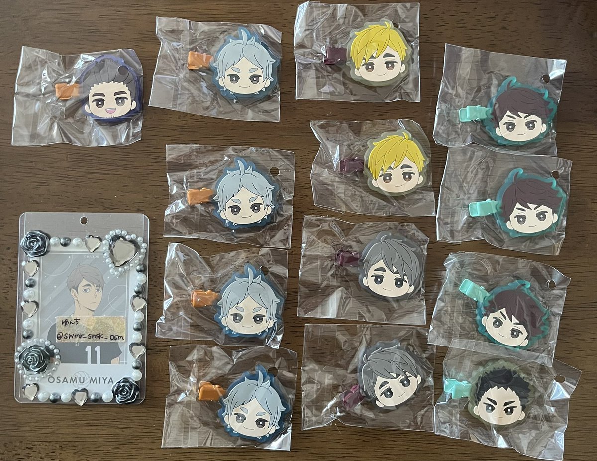 【交換・譲渡】
ハイキュー みにコレ 前髪クリップ vol.2
《譲》東峰、菅原(4)、侑(2)、治(2)、及川(3)、岩泉
《求》北、前弾 黒尾(2)、夜久or 定価＋送料

治は北、黒尾との交換のみ。
治以外で北、黒尾との交換は
2:1可能です！
1点からでもお気軽にお声がけください·͜· ︎︎ᕷ