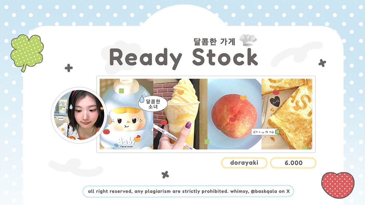 TeenyOfWhimsy's tweet image. hi, mind to help a repost? thank youu! =D

🍥🧀🍀 . . . emLoo! whimsy punya 4 layout ready stock dari katalog &amp;lt; doryaki &amp;gt; dengan harga 6.000 koin yang nantinya hasil pejualan akan 100% didonasikan untuk para demonstran, ayo segera dijemput! 🛵💨

#zonauang