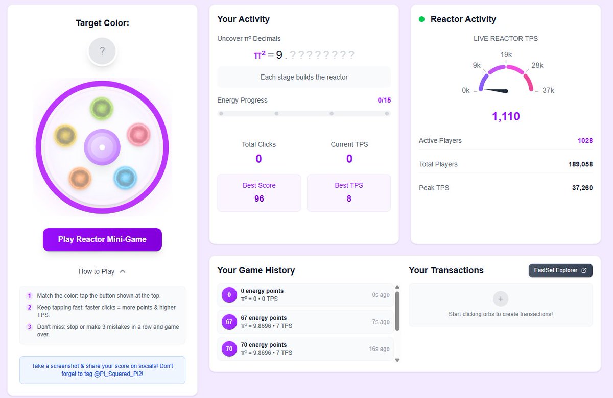 Libunky (0.G) (@libunky) on Twitter photo Just tested out the Piยฒ Reactor mini-game โ and wow itโs addictive ๐
โก๏ธ My best score so far: 96
โก๏ธ Reactor TPS is flying with 1k+ active players!
Community power is real. Whoโs yapping & clicking with me today? โก
<a href="/Pi_Squared_Pi2/">Pi Squared</a> #ReactorGame" Just tested out the Piยฒ Reactor mini-game โ and wow itโs addictive ๐
โก๏ธ My best score so far: 96
โก๏ธ Reactor TPS is flying with 1k+ active players!
Community power is real. Whoโs yapping & clicking with me today? โก
<a href="/Pi_Squared_Pi2/">Pi Squared</a> #ReactorGame"
