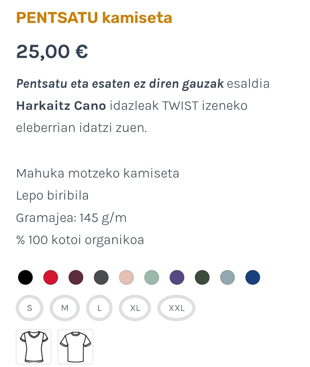«Zergatik jantzi behar dugu Bob Marley, eta ez Harkaitz Cano? Canok zergatik ez dauka kamiseta bat? Ba, orain, badauka»

👉 euskaralogikoada.eus/produktua/pent…