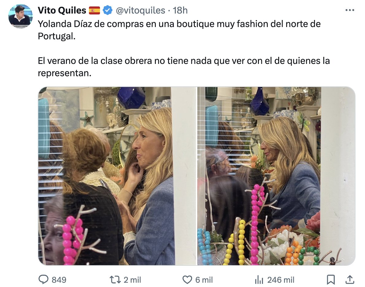 La gente como <a href="/vitoquiles/">Vito Quiles 🇪🇸</a> habla para descerebrados. No es noticia. Pero es muy divertido ver cómo da igual lo que hagas que ellos ponen dos palabritas ridículas y ya tienes a los borregos hiperventilando.

Por lo que se ve en la imagen puede ser un mercadillo, da igual, pero pone