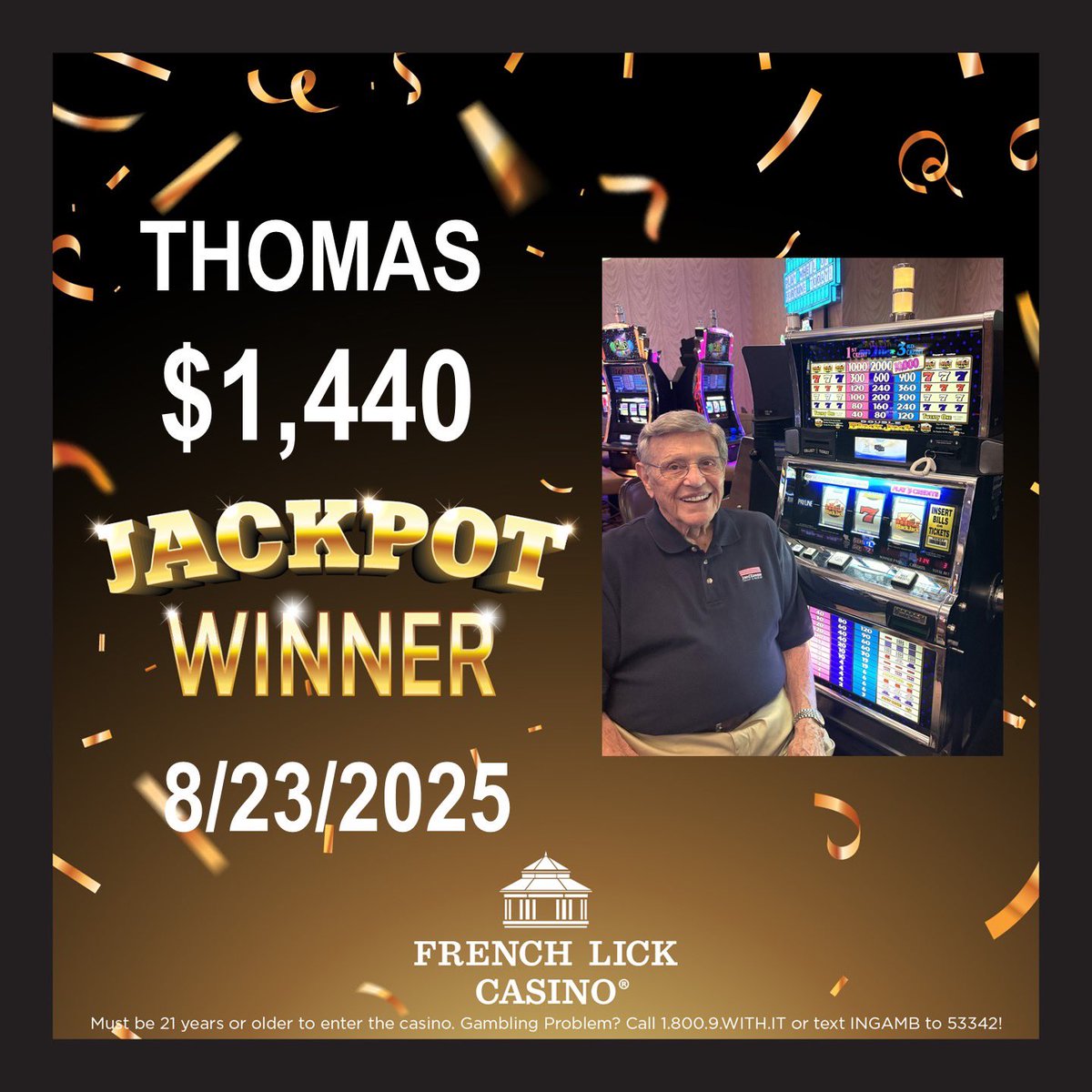Congratulations to Thomas on this $1,440 jackpot won on a $1 Double Blackjack game.