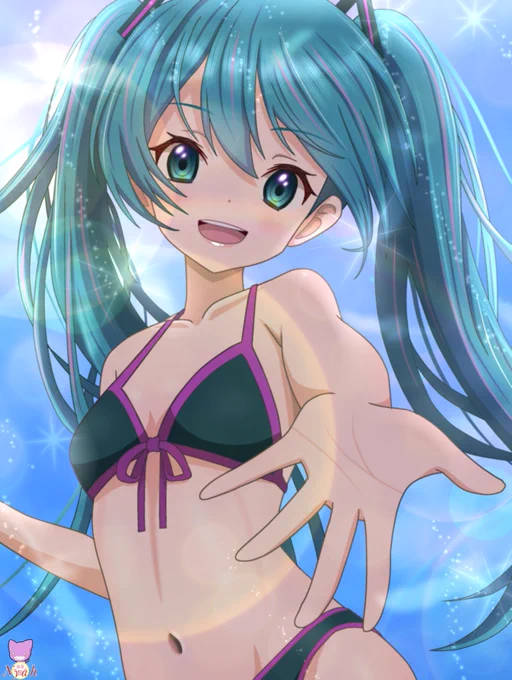 #初音ミク生誕祭2025(8/31) 両方とも過去絵です 1枚目は去年の生誕祭の絵 2枚目は2022年の生誕祭の絵