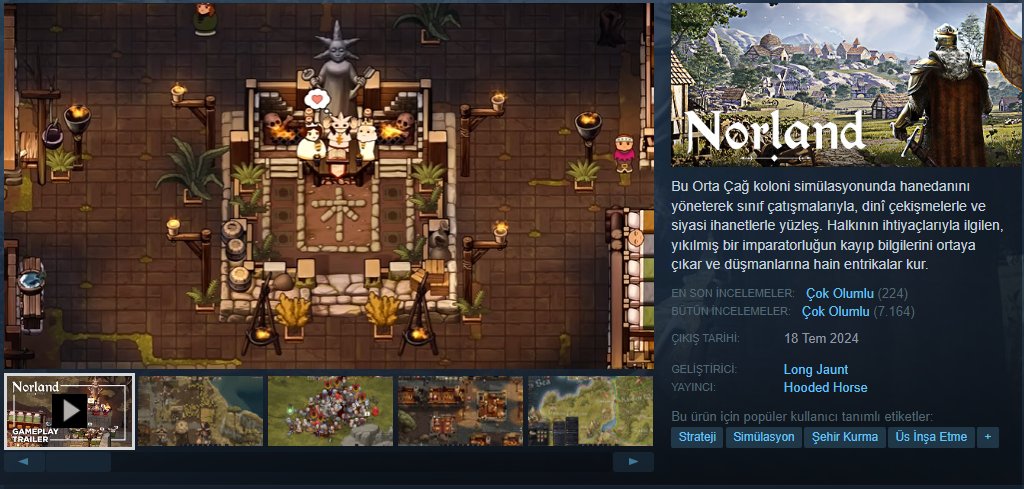 Cesaret ve ihanet dolu hikâyelere odaklanan bu Orta Çağ koloni simülasyon oyununda, küçük krallığını bu zorlu dönemlerde başarıya kavuşturup ve hanedan üyelerini hayatta tutmaya çalıştığımız "Norland" 14.99 Dolar yerine $9.74 Dolara satılıyor. 
Takip etmeyi unutmayalım:)