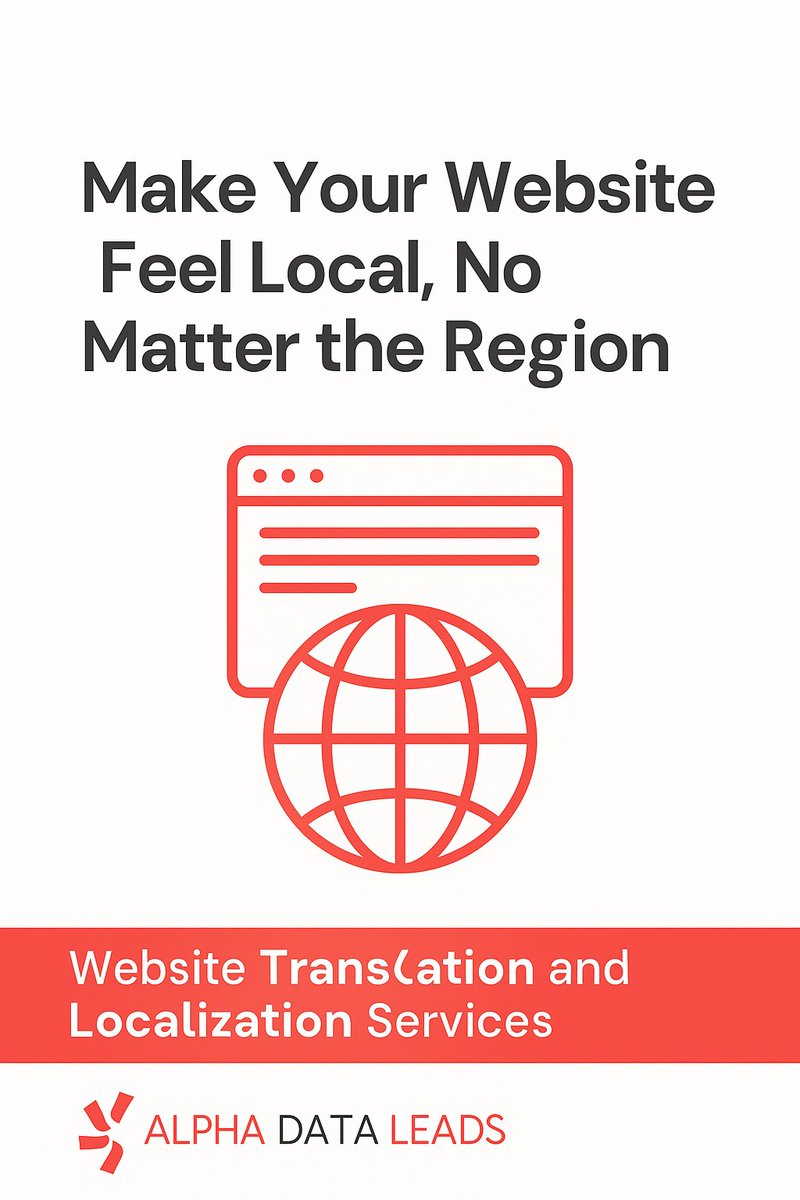 alphadataleads's tweet image. Expand your international footprint with confidence. At Alpha Data Leads, our website translation and localization services go beyond simple translation—we localize content to resonate with your audience’s

Discover : alphadataleads.com/website-transl…

#WebsiteLocalization #AlphaDataLeads