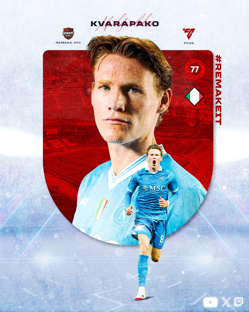 A player comfortable with the ball at his feet, a genius of the beautiful game, highly technical, a true magician, and moreover a very disciplined man in service of the team, we are thrilled to introduce :

<a href="/KvaraPako77/">KvaraPako77</a> 💪🔥🇮🇹

#RemakeVFC #RemakeIT 🔴⚫️