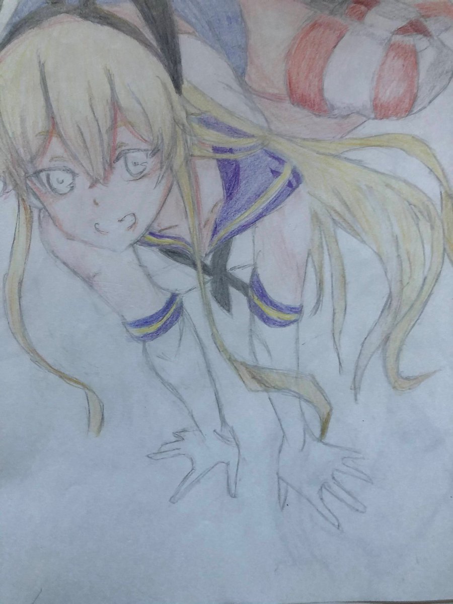 小学生の頃に描いた島風(模写)が出てきて泣いてるこの頃から島風推しやったんか… 