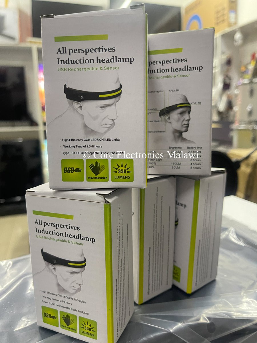 CoreMalawi's tweet image. All perspectives Induction LED headlamp | Type-C USB | Sensor | Waterproof Going at K35,000.00 | Contact: ￼0995 47 01 74
#coreelectronicsmalawi #headlamps