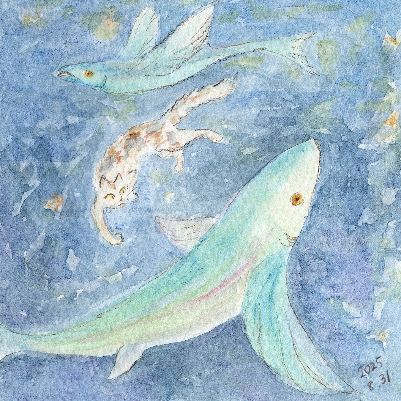 けいさま　原画　水彩　夏の夢　その他おまとめ 水彩画】原画「 夏の味覚 」 F4：242×332 mm 絵画