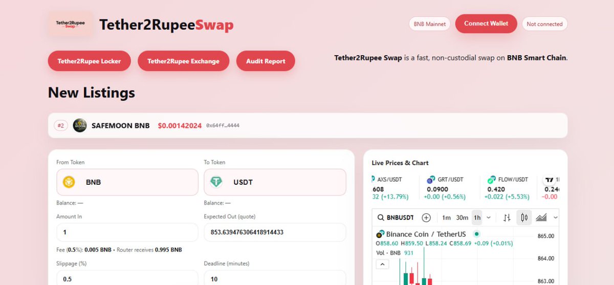 HELLO <a href="/BNBCHAIN/">BNB Chain</a>  TETHER2RUPEE SWAP ONLY SUPPORT BNB CHAIN 

All #bnb chain TREDING projects 

BUY ANY BNB CHAIN PROJECT 
AND SELL ANY BNB CHAIN PROJECT 

Tether2Rupeeswap.online

#BNB