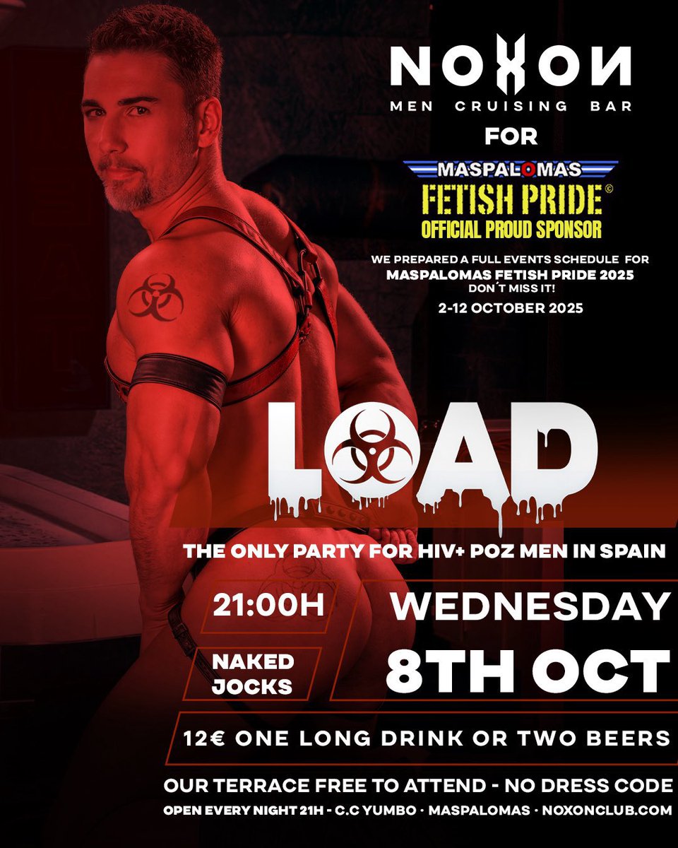 Bugchasers, we want to see you!. Ready for our next POZ party? comment with a ☣️

LOAD - Wednesday 8th oct at NOXON MASPALOMAS
noxonclub.com/load 
It's time to collect bugs! ☣️☣️☣️
#poz #pozparty #bugchasing #poz4neg
#gaypnp   #Toxic  #rush #pnp #pnpgay #gaypoz