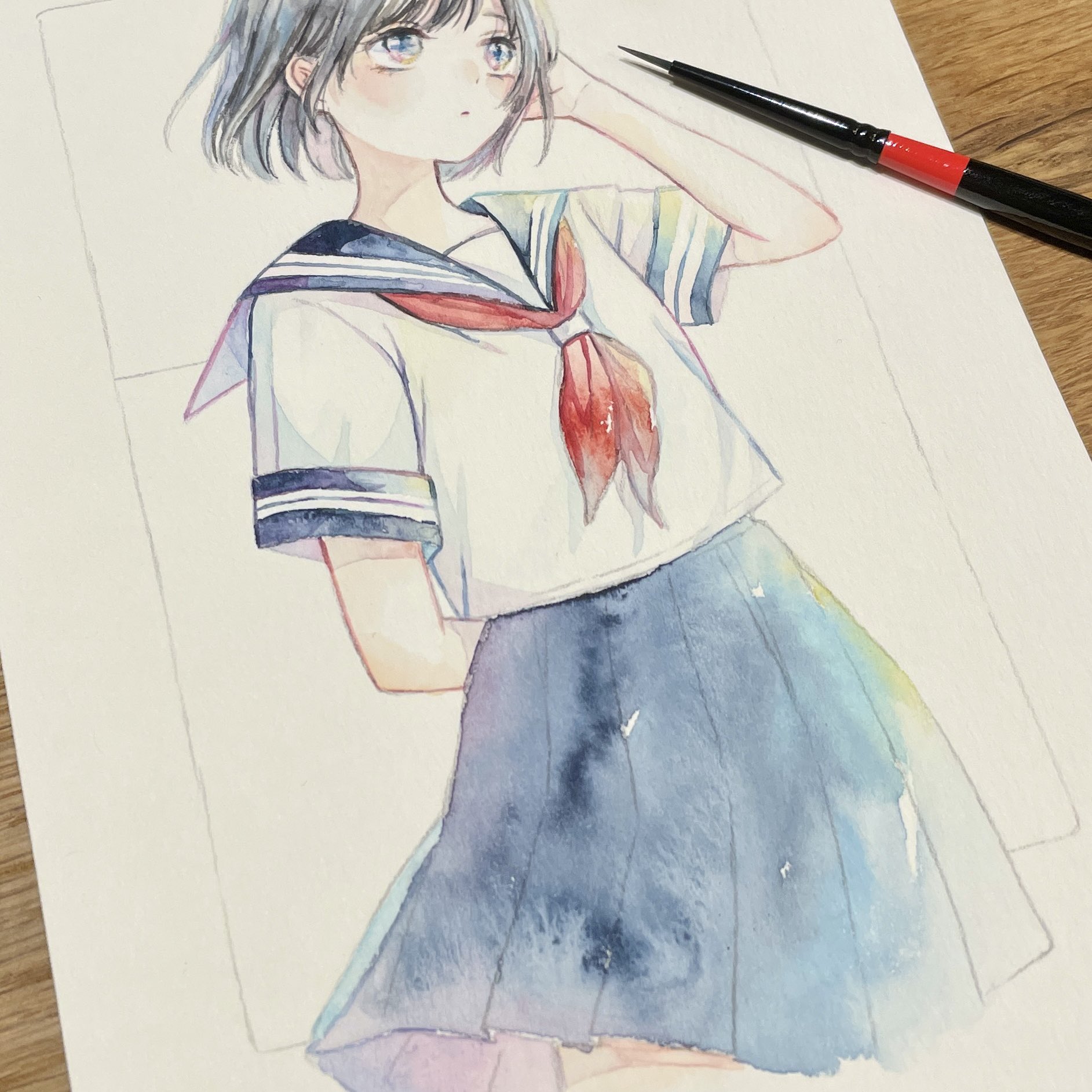 手描きイラスト✣創作水彩原画『桜花爛漫』 彩白 on X: 