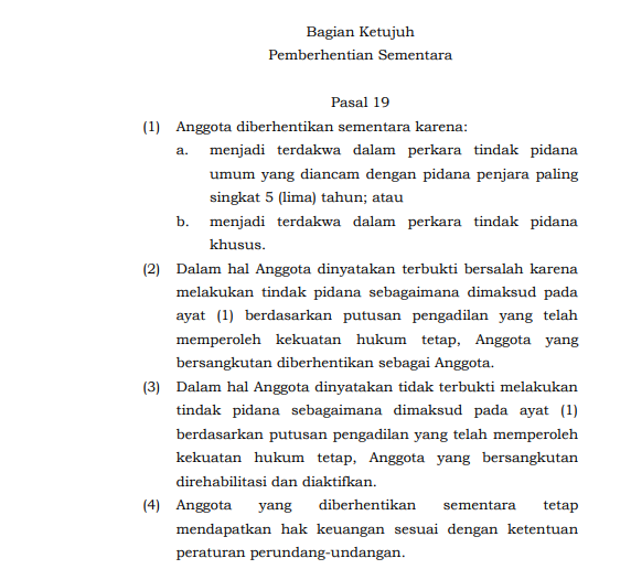 <a href="/SoeTjenMarching/">Soe Tjen Marching</a> Izin melampirkan ini buk. Jangan mau terkecoh dengan diksi dinonaktifkan (pemberhentian sementara) karena mereka masih mendapat hak keuangan (gaji beserta tunjangan) dan satu waktu dapat diaktifkan kembali. Lihat lampiran berikut:
peraturan.bpk.go.id/Download/31275…
