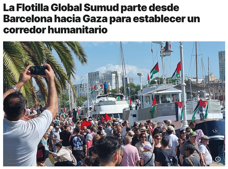 PabAguirrezabal's tweet photo. Mark Ruffalo, Susan Sarandon, Greta Thunberg y muchos más: 50 barcos, miles de activistas de 44 países con comida, esperanza, humanidad.
Si fueran barcos de guerra @ladiaria @portalmvd @TelemundoUY @Subrayado @TelenocheUy @tvciudad ¿no estarían haciendo una cobertura en directo? https://t.co/vLVkRhLVL7
