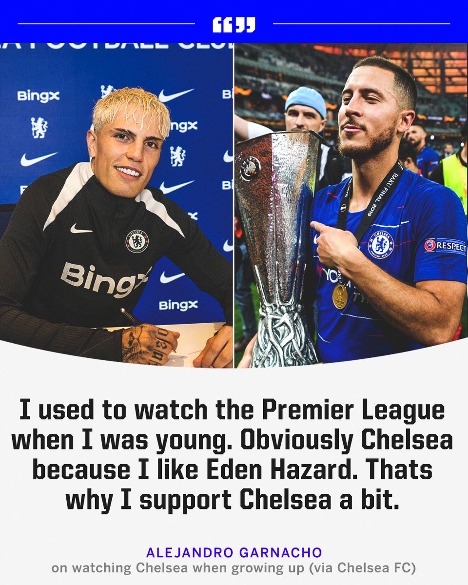 ESPNUK's tweet image. Alejandro Garnacho was a big fan of Eden Hazard growing up 🤝