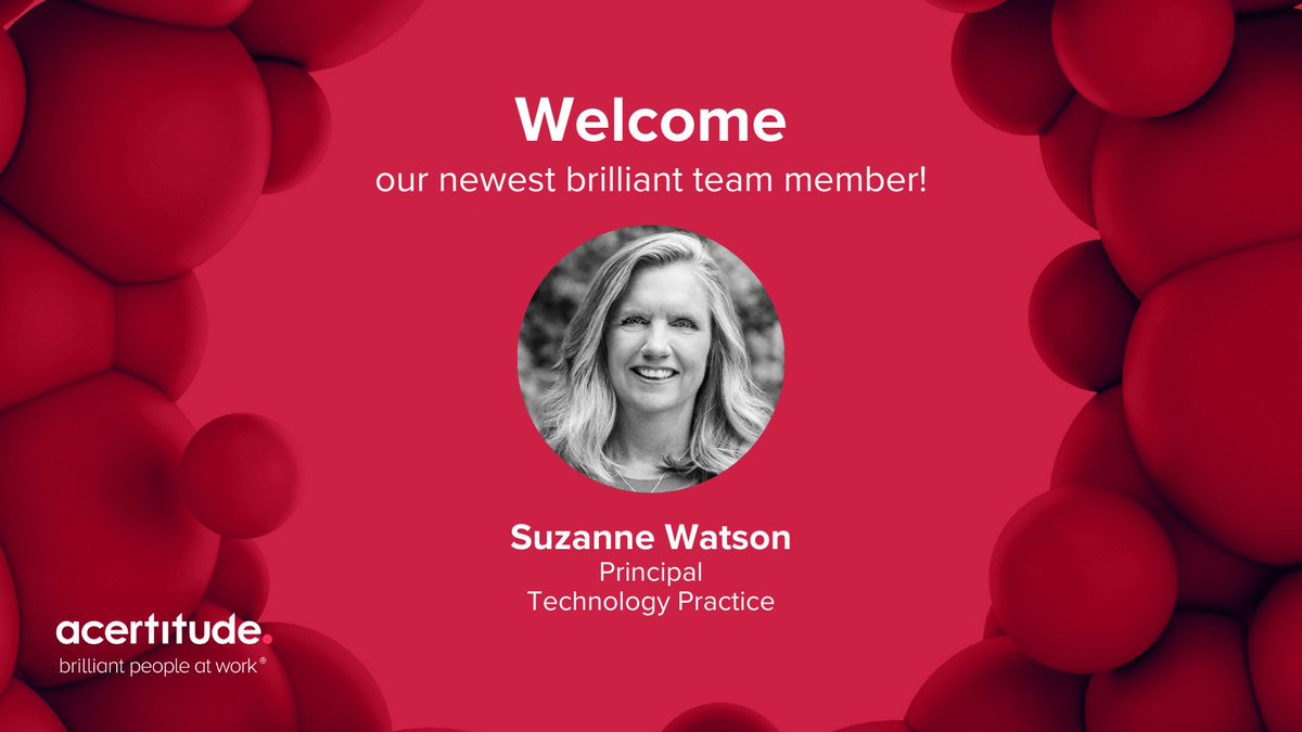 acertitude's tweet image. Please join us in welcoming our latest brilliant hire to the Acertitude team!

⭐ Suzanne Watson, Principal, Technology Practice

Here’s to unleashing your potential - excited for what’s to come.

#Acertitude #UnleashingHumanPotential #ExecutiveSearch