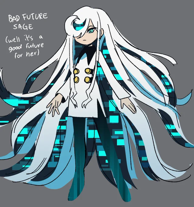 My take on a good/bad future sage I like to think her hair lenght is connected to the amount of data stored