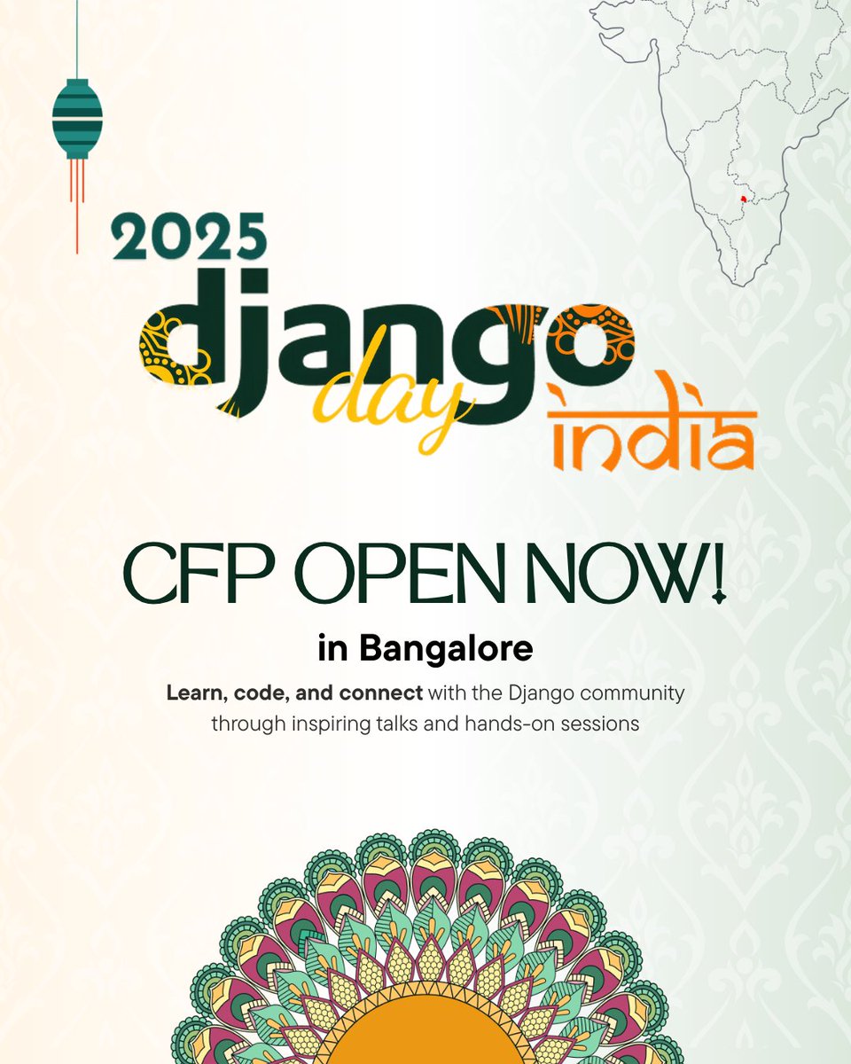 djangoindiaa's tweet image. 🌟 CFP is OPEN for Django Day India 2025! 🌟
We’re calling all speakers, developers, and community enthusiasts to share your knowledge and inspire the Django community.
Submit your proposal and be a part of India’s first-ever Django Day! ✨
Link: cfp.djangoday.in