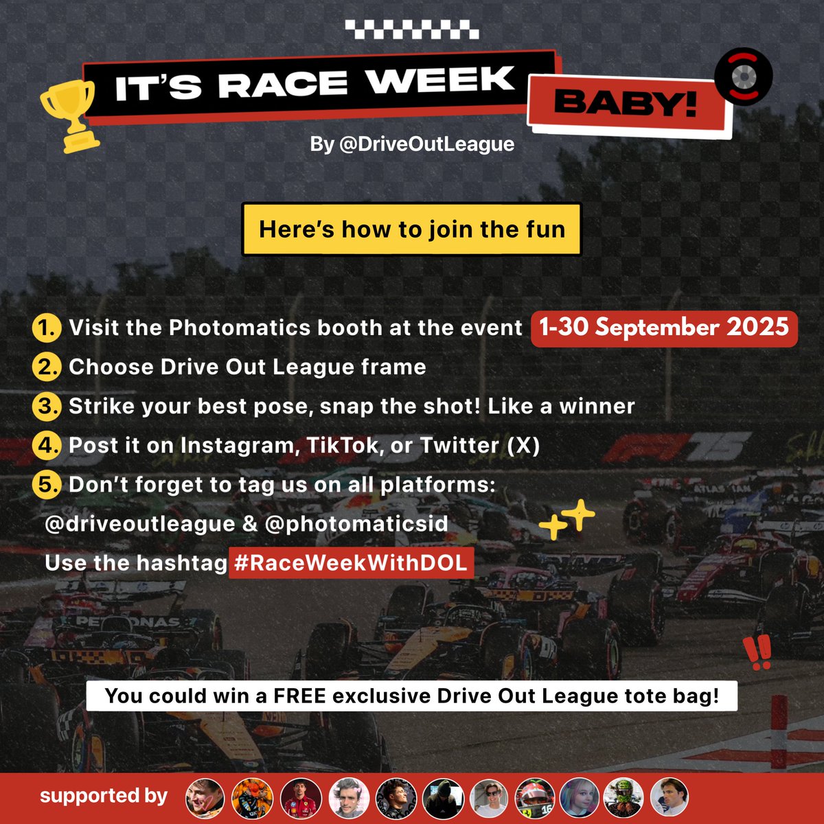 dollahsainz's tweet photo. Race week back again, baby! Drive Out League 🏎️🏁
🗓️ Event starts 1–30 September 2025
📍 Photomatics (Slide for Location)
Follow & Tag us @driveoutleague @Photomatics @hiupedia
and use #RaceWeekWithDOL 🚦✨
AYO MANTIMUN RAMEINNNN 😋 https://t.co/pVc5jagayR