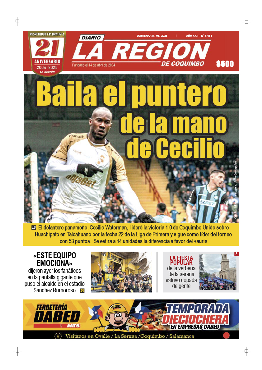 Edicion DOMINGO 31 AGOSTO 2025 - diariolaregion.cl/edicion-doming…