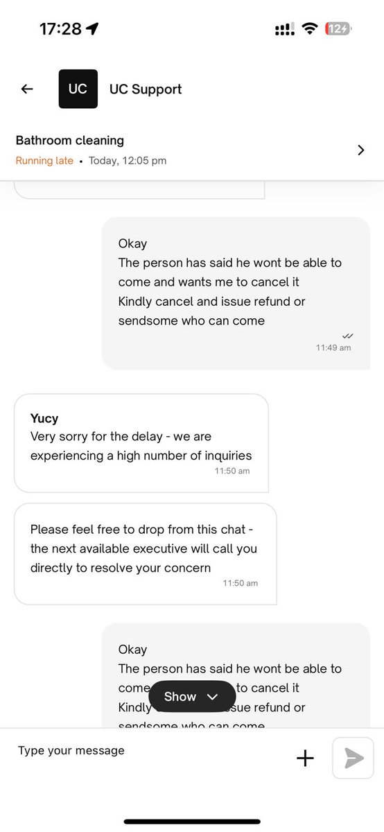 gaurav3594's tweet photo. @urbancompany_UC No response on the service requested. Your AI agent Yucy has given up on resolution, no call from agent, no professional coming even after 6 hours which was promised as instant. No way to get in touch with your customer care. Either give service or give refund. https://t.co/bzLDZp1chT