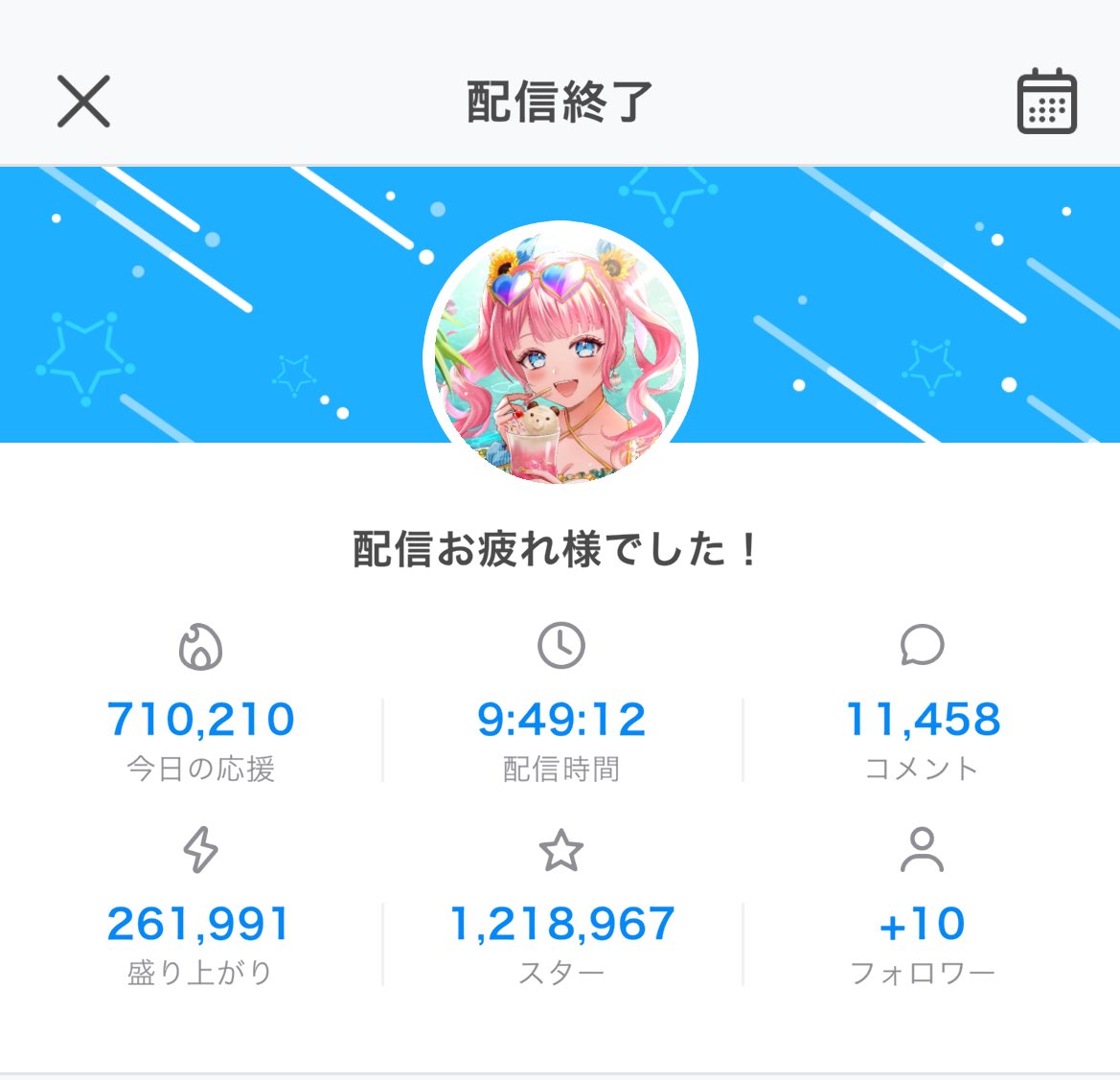 10時間配信第一部ありがと〜❣️
残りは23:50くらいから！