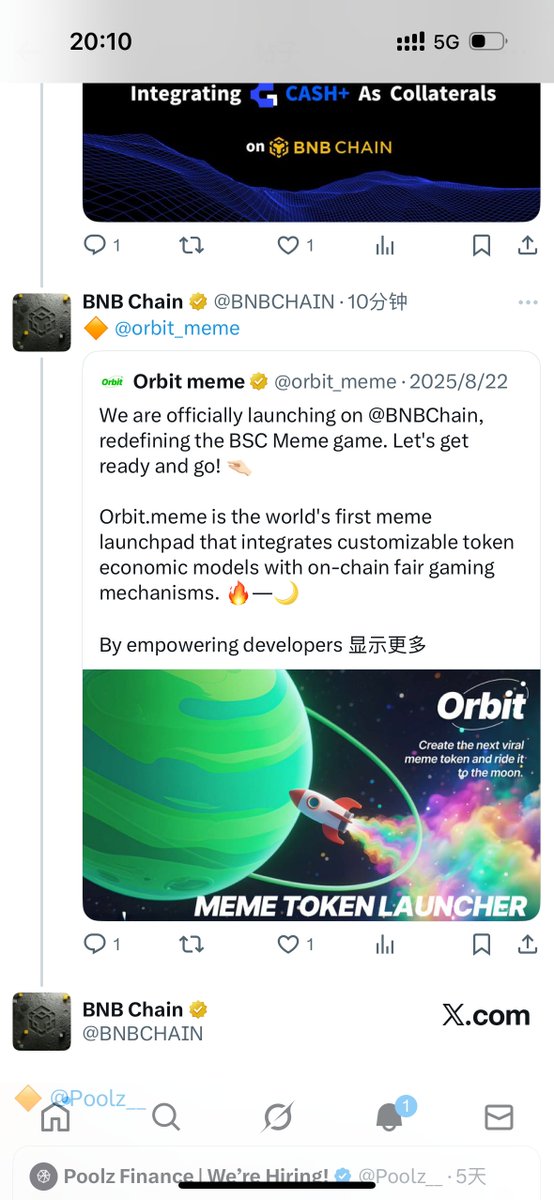 bn官方推的新台子 目前平台第一个币 $ORBIT
ca: 0x9d3df28101581e8448ffe13bca976c877fb41399