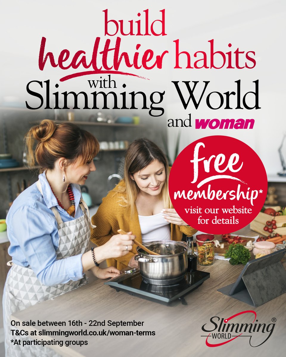 Thinking of joining Slimming World? Now’s the perfect time 🤩! Find a voucher for free membership in this week’s Woman magazine – saving you £5 🙌 – and come along to my Oakridge, Basingstoke group where I'll support you to build healthy habits that last 💪❤️.