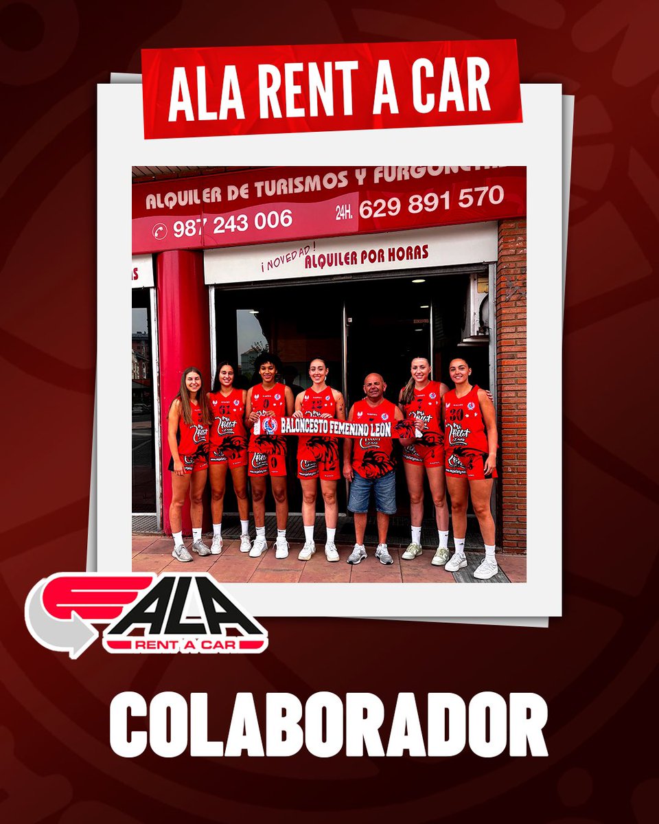 🚗🤝Damos la bienvenida a ALA Rent a Car como colaborador de Baloncesto Femenino León. 
Gracias por confiar en nuestro proyecto y acompañarnos en cada desplazamiento.
#BaloncestoFemeninoLeon #Colaboradores #ALARentACar