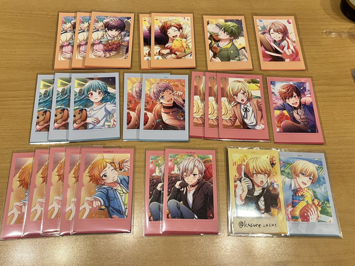 【交換】オンエア！7周年ストア フォト風カード
譲：霞、椿 、央太、鈴、帝 、幸弥、志郎、宙 、立夏、碧鳥、あずき、嵐真、佐和、陽人、百瀬、千紘、祈、心、護、新多、巴、祭利 

求:同種七緒 零＞異種七緒 零

※初見プロカ必見
※同数揃いたいため片方は時間いただきます
※郵送/大阪手渡し◎