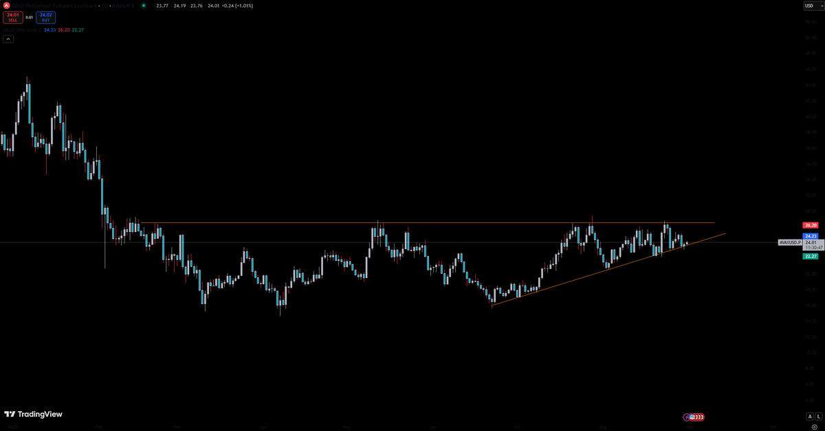 AVAX 

holding that trendline very nice, above resistance strong push