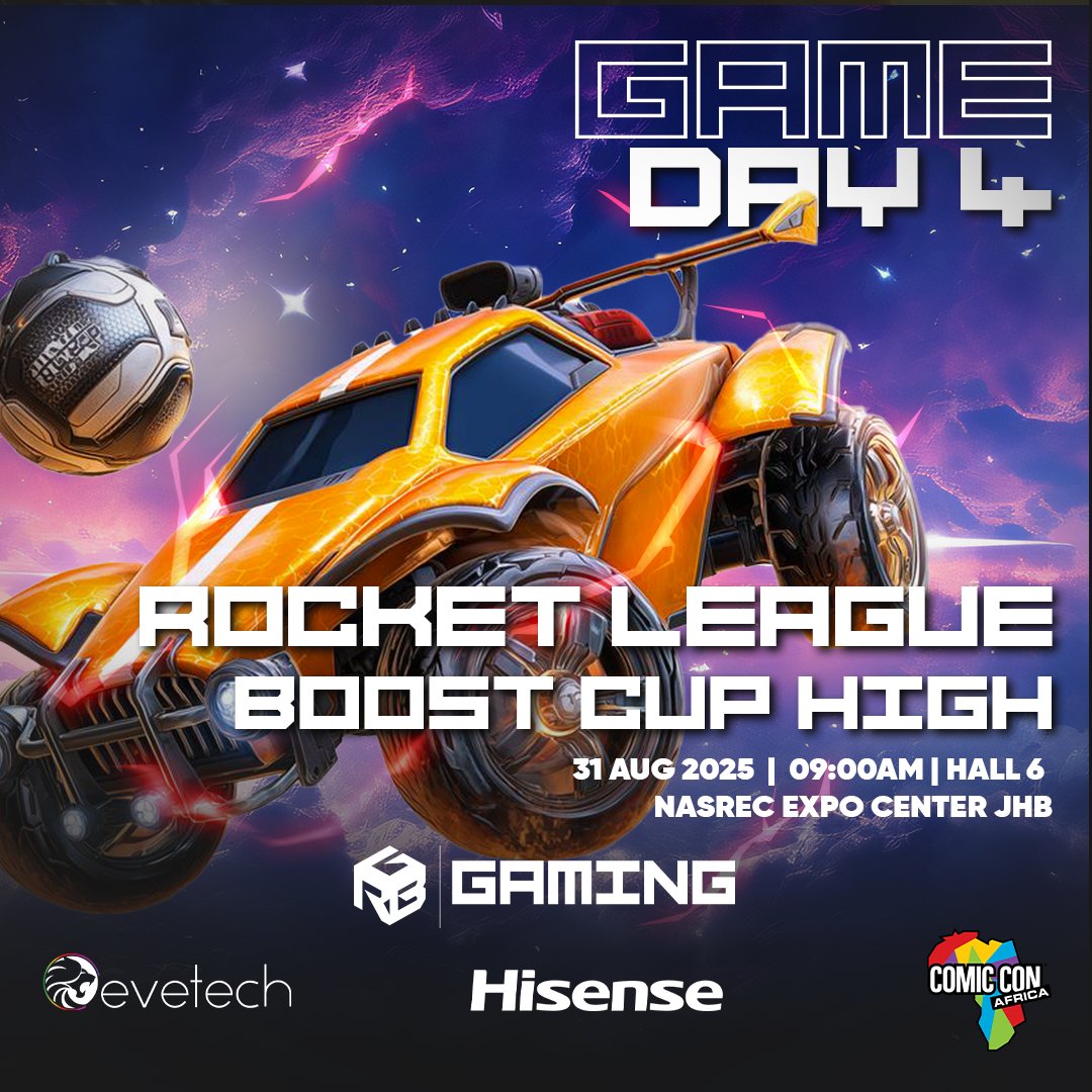 🚀 BOOST CUP High! 🚀
The action is wild, the crowd is 🔥 and Rocket League is on another level at #ComicConAfrica2025!
📍 Hall 6 – don’t miss it!
#BoostCup #Esports #Eduvos <a href="/Evetech/">EVETECH</a> <a href="/edu_vos/">Eduvos</a> <a href="/HisenseSA/">Hisense South Africa</a>