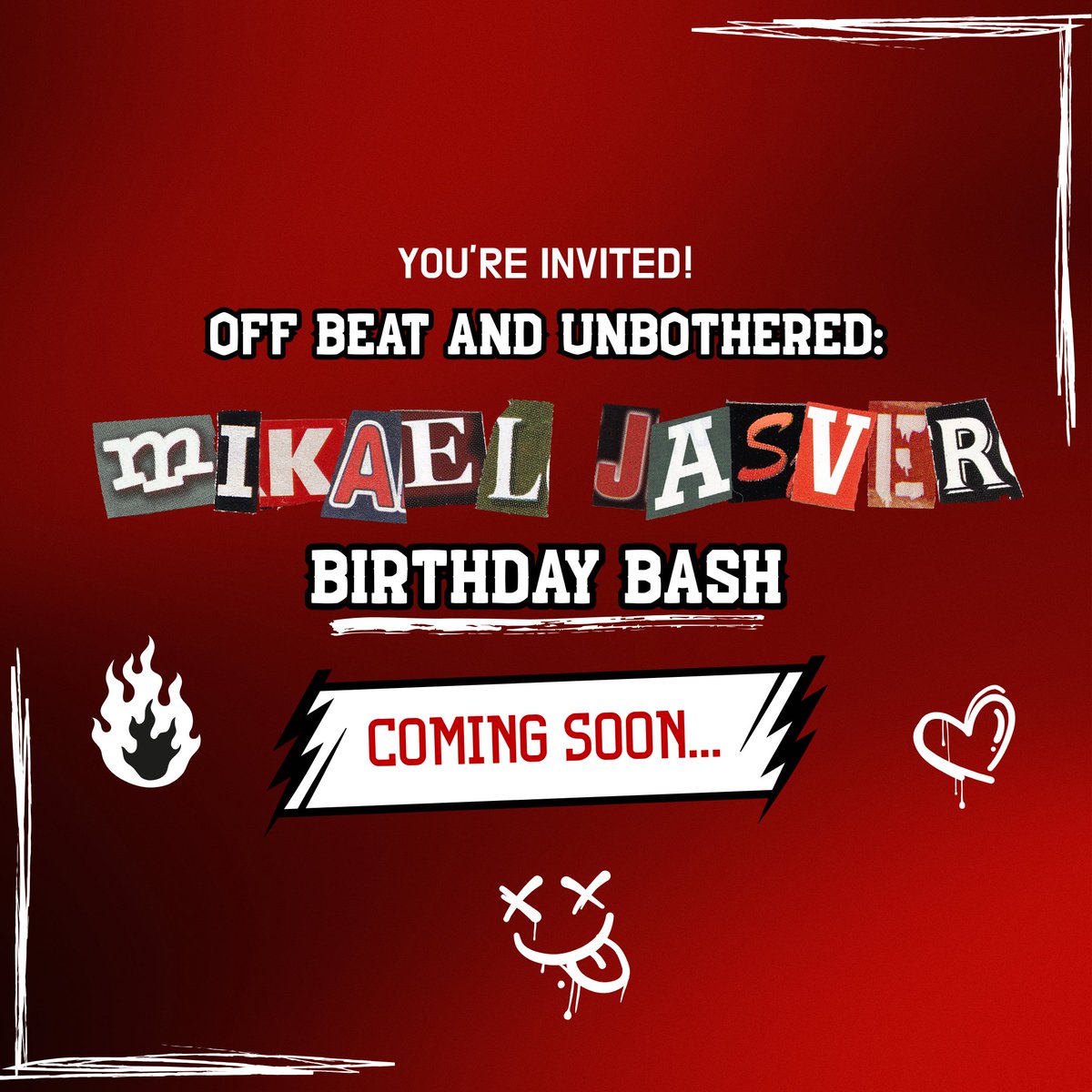 lamour_jasler's tweet photo. 🎶 Drum rolls please… 🥁 It’s the OFF BEAT &amp; UNBOTHERED birthday bash for Mikael Jasver! 
Are you ready for the chaos and good vibes? 👀

#OffBeatandUnbotheredMikaelJasver
#MikaelJasverBirthdayBash

For more updates, please follow IG/FB/X: @ymmikael https://t.co/uyVeiMrD9v