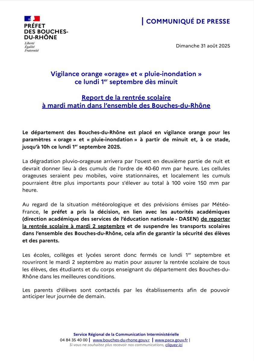 guilhemricavy's tweet photo. 🔴 La rentrée scolaire reportée dans les Bouches-du-Rhône https://t.co/0Bpdh8Pz3S