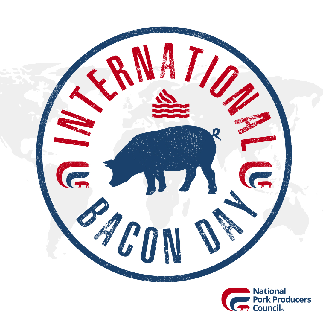 NPPC's tweet image. Happy #InternationalBaconDay! 🥓 Today we celebrate the hardworking U.S. pork producers who make bacon a favorite around the world. Their dedication and top-tier production standards keep U.S. bacon leading the global market.

Here’s to keeping bacon sizzling everywhere!