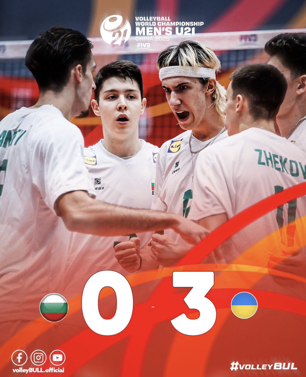 Bulgaria Men's Volleyball Fanclub — Philippines (@volleybulm_phil) on Twitter photo Bulgaria 🇧🇬 concludes their campaign at the FIVB Men's U21 World Championship in China with a straight set loss against Ukraine (23-25; 21-25; 23-25)
They finished the tournament at 10th place.
Well done, Cubs! 🦁
📸: <a href="/volleyBUL/">Volleyball Bulgaria</a>
#volleyBUL21 #volleyBULm #BULievers Bulgaria 🇧🇬 concludes their campaign at the FIVB Men's U21 World Championship in China with a straight set loss against Ukraine (23-25; 21-25; 23-25)
They finished the tournament at 10th place.
Well done, Cubs! 🦁
📸: <a href="/volleyBUL/">Volleyball Bulgaria</a>
#volleyBUL21 #volleyBULm #BULievers