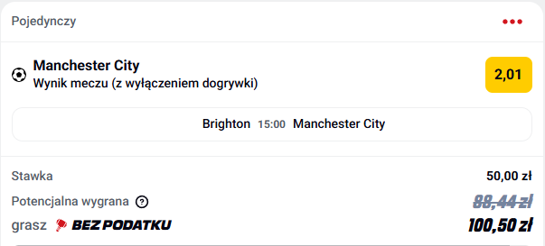 Codzienne_Typy's tweet photo. Zakład last minute na #PremierLeague w @BetclicPolska 
Próbujemy podwojenia na wygranej The Citizens!

#obstawiamy @ManCity https://t.co/a8QEIYwQYA