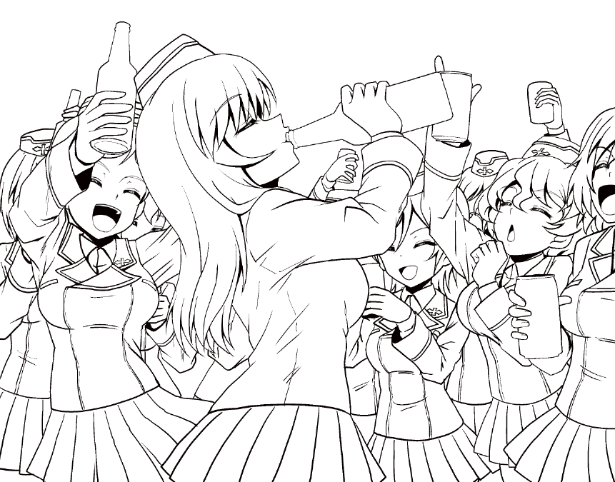 #皆さん線画と塗った後を見せてください 